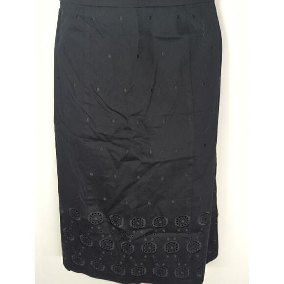 Ann Taylor Black Cotton Blend Embroidered Eyelet Strapless Dress Size 4 - Picture 4 of 9